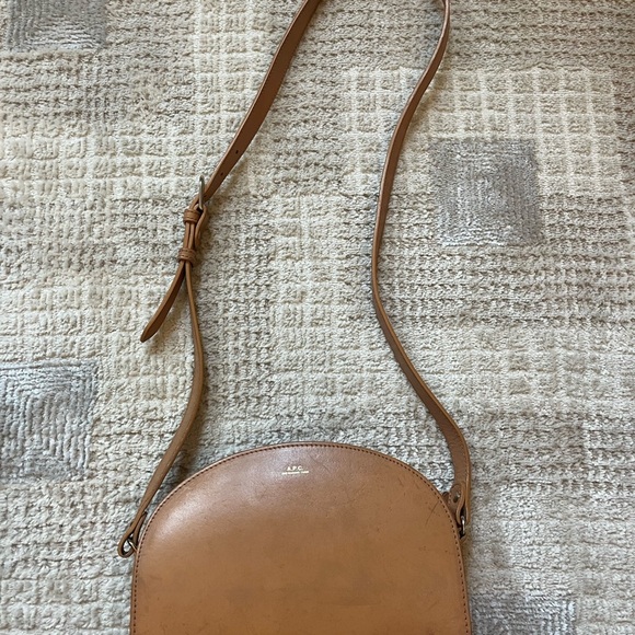 A.P.C. Demi Lune Tan Leather Crossbody Bag - Picture 3 of 8